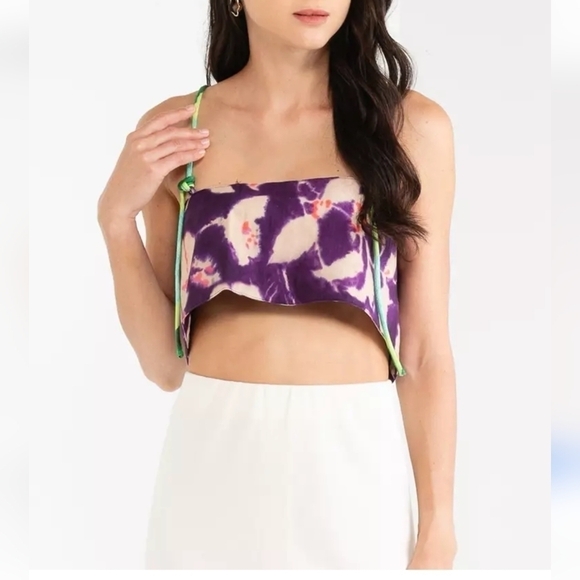 NWOT Zara Floral Linen Crop Top Size S - Picture 7 of 9